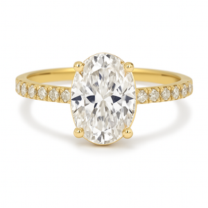 14kt Yellow Gold 3/4 Eternity Diamond Engagement Setting  for an Oval Diamond 2.00 CTW 