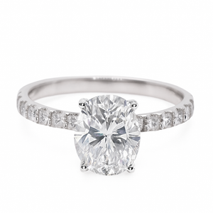 14kt White Gold Diamond Engagement Setting for an Oval Diamond 0.75 CTW 14kt White Gold Diamond Engagement Setting for an Oval Diamond 0.75 CTW