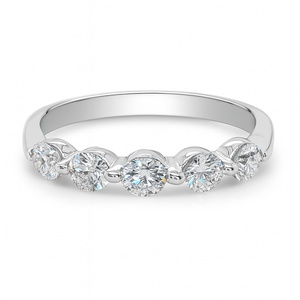 14kt White Gold Single Prong Diamond Wedding Band  0.50 CTW 