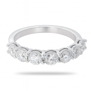 14kt White Gold 7 Stone Shared Prong Diamond Wedding Band  1.75 CTW 