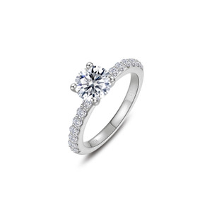 Lafonn Angel Engagement Ring in sterling silver bonded with platinum