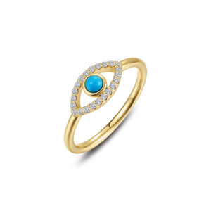 Lafonn Turquoise Evil Eye Ring in sterling silver bonded with platinum