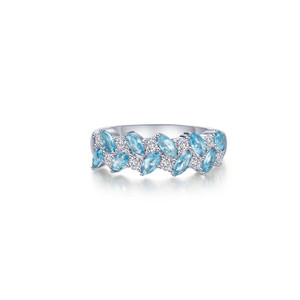 Lafonn Blue Leaf Canopy Ring in sterling silver bonded with platinum