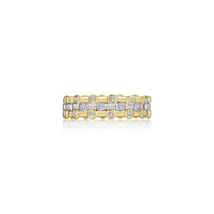 Lafonn 3-Piece Bezel-Set Eternity Ring Set in sterling silver bonded with platinum