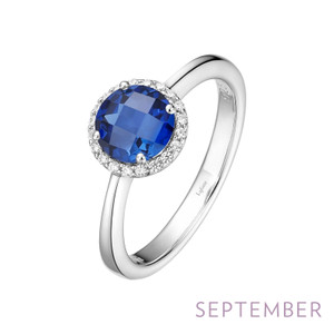 Lafonn September Birthstone Ring in sterling silver bonded with platinum