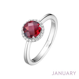Lafonn January Birthstone Ring in sterling silver bonded with platinum