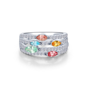 Lafonn Fancy Lab-Grown Sapphire Band in sterling silver bonded with platinum