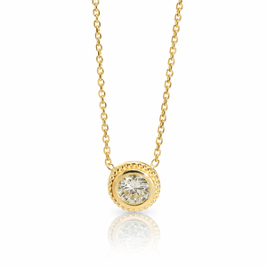 14KT Yellow Gold Diamond Solitaire Necklace 0.43 CTW