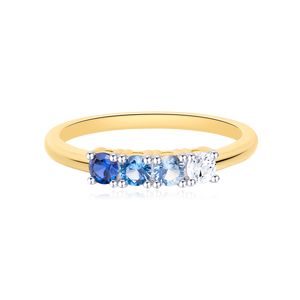 MR0080 - Four Stone Line Ring in 14K Yellow Gold by Monte Luna