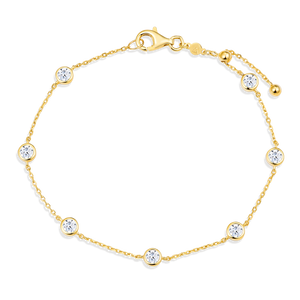 MB0044 - Bezel-Set Lab-Created Diamond Station Bracelet in 14K Yellow Gold by Monte Luna