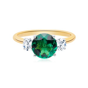 MR0101 - Three Stone Ring in 14K Yellow Gold by Monte Luna