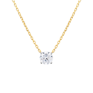 MN0038 - Round-Cut Lab-Created Diamond Solitaire Necklace in 14K Yellow Gold by Monte Luna