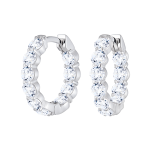 ME0067 - Wide Shared Prong Hoop Earrings in 14K White Gold by Monte Luna