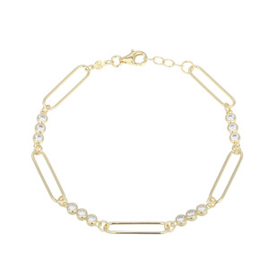 MB0120 - Bezel Paperclip Lab-Created Diamond Bracelet