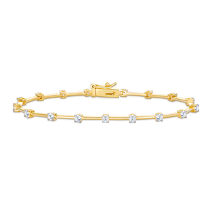 BB0154Y - Lab-Created Diamond Segment Tennis Bracelet in 14K Yellow Gold-Plated Sterling Silver