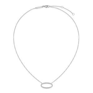 BN0276W - Open Oval Lab-Created Diamond Necklace