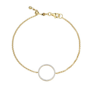 BB0275Y - Open Circle Lab-Created Diamond Bolo Bracelet