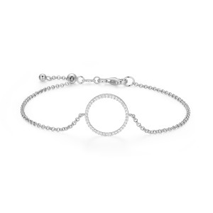 BB0275W - Open Circle Lab-Created Diamond Bolo Bracelet