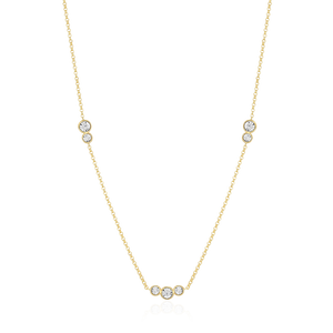 BN0220Y - Trio Bezel-Set Lab-Created Diamond Station Bolo Necklace in 14K Yellow Gold-Plated Sterling Silver