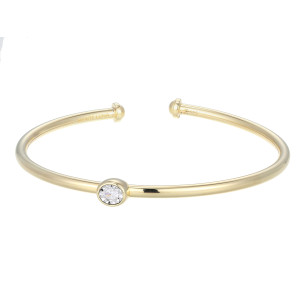 BB0259Y - Asymmetrical Bezel-Set Lab-Created Diamond Flex Cuff