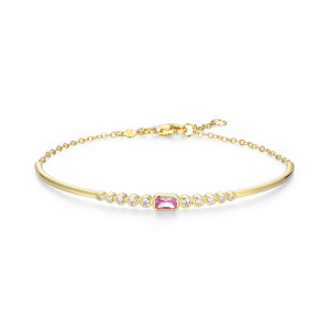BB0253Y - Lab-Created Pink Sapphire & Lab-Created Diamond Cuff Bracelet