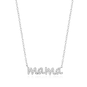 BN0002W - Mama Statement Necklace in Rhodium-Plated Sterling Silver