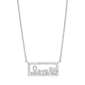 BN0003W - Framed Love Necklace in Rhodium-Plated Sterling Silver