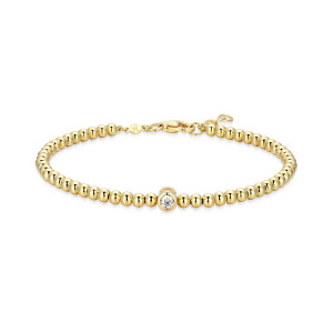 BB0270Y - Bezel-Set Single-Station Lab-Created Diamond Beaded Bracelet