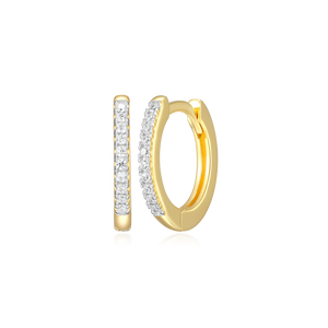 BE0090Y - Single Row Hoop Earrings in 14K Yellow Gold-Plated Sterling Silver