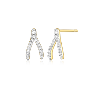 BE0039Y - Wishbone Stud Earrings in 14K Yellow Gold-Plated Sterling Silver