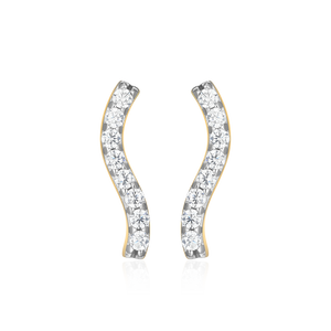 BE0212Y - Wavy Bar Lab-Created Diamond Stud Earrings in 14K Yellow Gold-Plated Sterling Silver