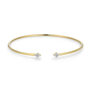 BB0176Y - Four Cluster Lab-Created Diamond Flex Cuff Bracelet in 14K Gold & Rhodium-Plated Sterling Silver