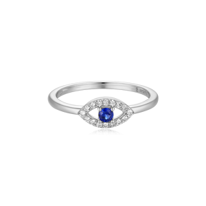 BR0028W - Evil Eye Statement Ring in Rhodium-Plated Sterling Silver