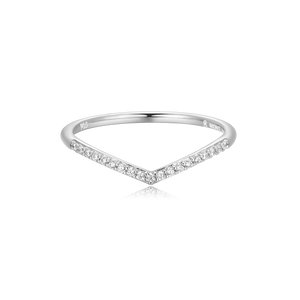 BR0051W - Chevron Stackable Ring in Rhodium-Plated Sterling Silver