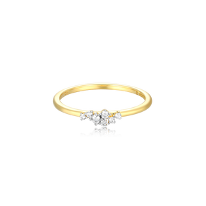 BR0052Y - Scattered Lab-Created Diamond Stackable Ring in 14K Yellow Gold-Plated Sterling Silver