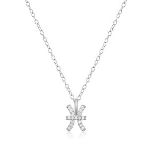 BN0119W - Pisces Constellation Pendant Necklace in Rhodium-Plated Sterling Silver