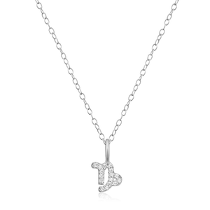 BN0117W - Capricorn Constellation Pendant Necklace in Rhodium-Plated Sterling Silver