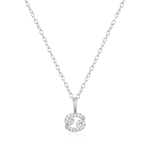 BN0111W - Cancer Constellation Pendant Necklace in Rhodium-Plated Sterling Silver