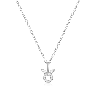 BN0109W - Taurus Constellation Pendant Necklace in Rhodium-Plated Sterling Silver