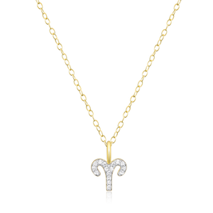 BN0108Y - Aries Constellation Pendant Necklace in 14K Yellow Gold-Plated Sterling Silver