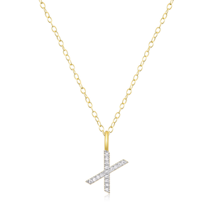 BN0143Y - Letter "X" Initial Pendant Necklace in 14K Yellow Gold-Plated Sterling Silver
