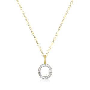BN0134Y - Letter "O" Initial Pendant Necklace in 14K Yellow Gold-Plated Sterling Silver