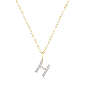 BN0127Y - Letter "H" Initial Pendant Necklace in 14K Yellow Gold-Plated Sterling Silver