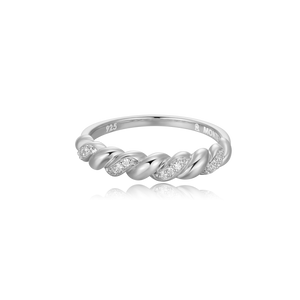 BR0105W - Twist Stackable Ring in Rhodium-Plated Sterling Silver