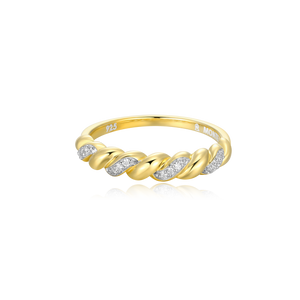 BR0105Y - Twist Stackable Ring in 14K Yellow Gold-Plated Sterling Silver