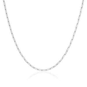 BN0245W - 14+2" Mini Paperclip Chain in Rhodium-Plated Sterling Silver