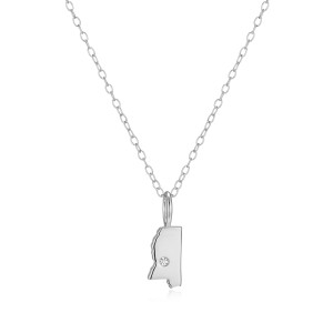 BN0287W - Mississippi State Lab-Created Diamond Pendant Necklace