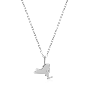 BN0210W - New York State Lab-Created Diamond Pendant Necklace in Rhodium-Plated Sterling Silver