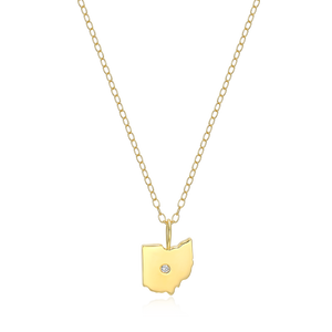 BN0204Y - Ohio State Lab-Created Diamond Pendant Necklace in 14K Gold-Plated Sterling Silver