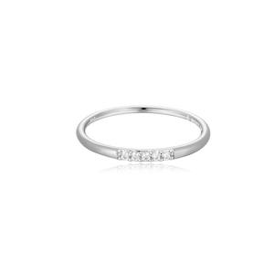 BR0098W - Lab-Created Diamond Line Stackable Ring in Rhodium-Plated Sterling Silver